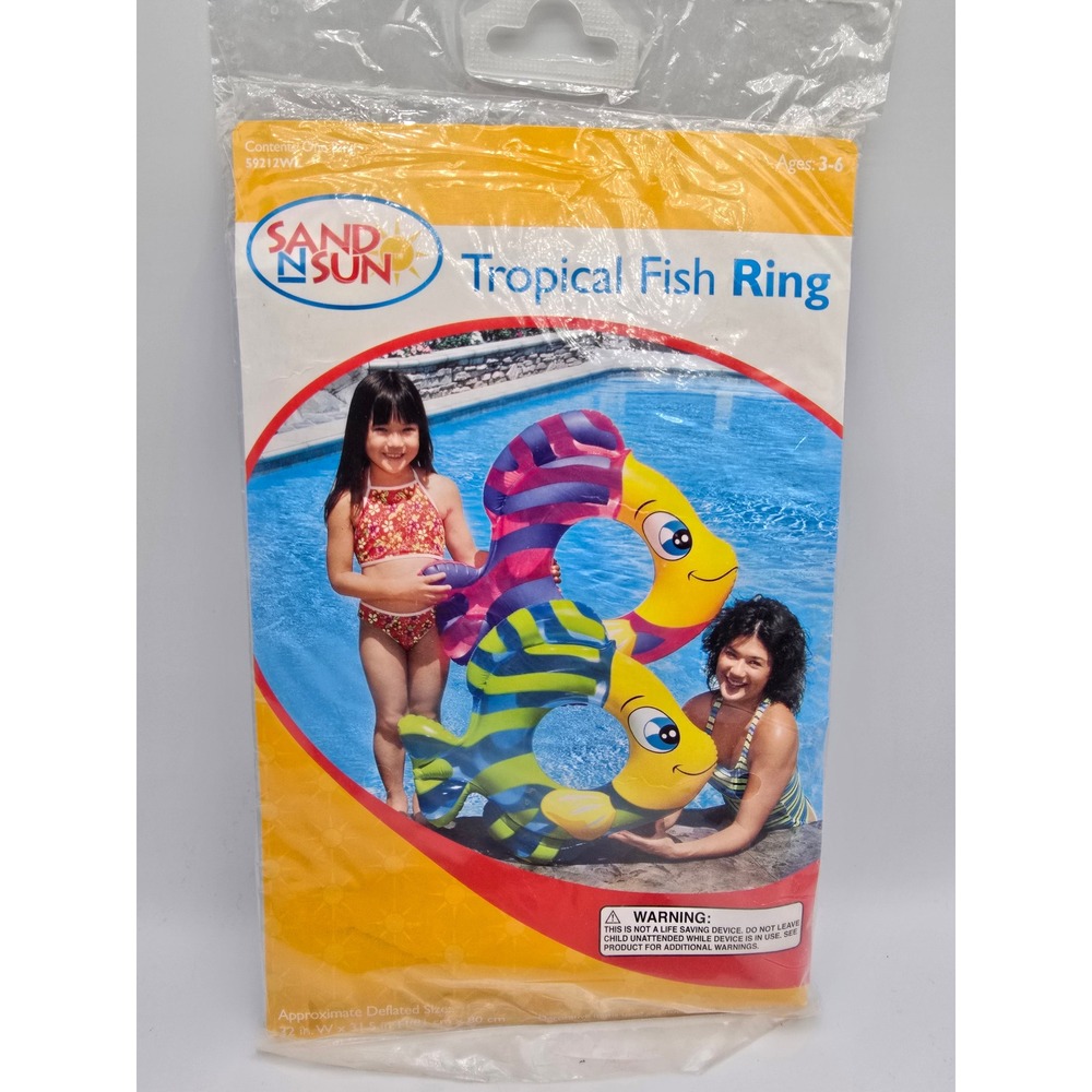 Vintage‎ Y2K Sand N Sun Tropical Fish Ring Pool Float Ages 3-6 NIP